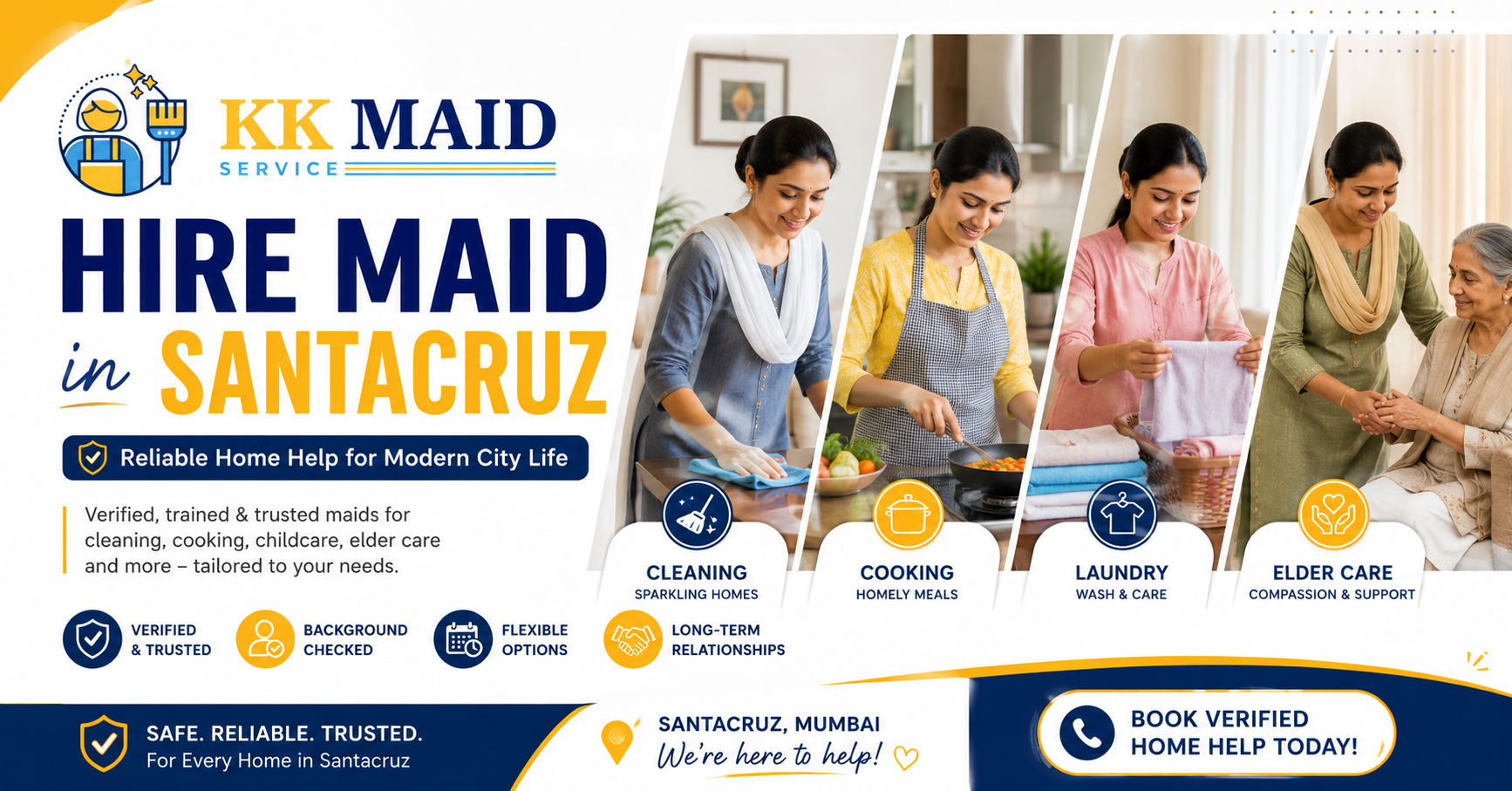 Hire Maid in Santacruz, Mumbai Trusted, Local Home Help for Busy Families
