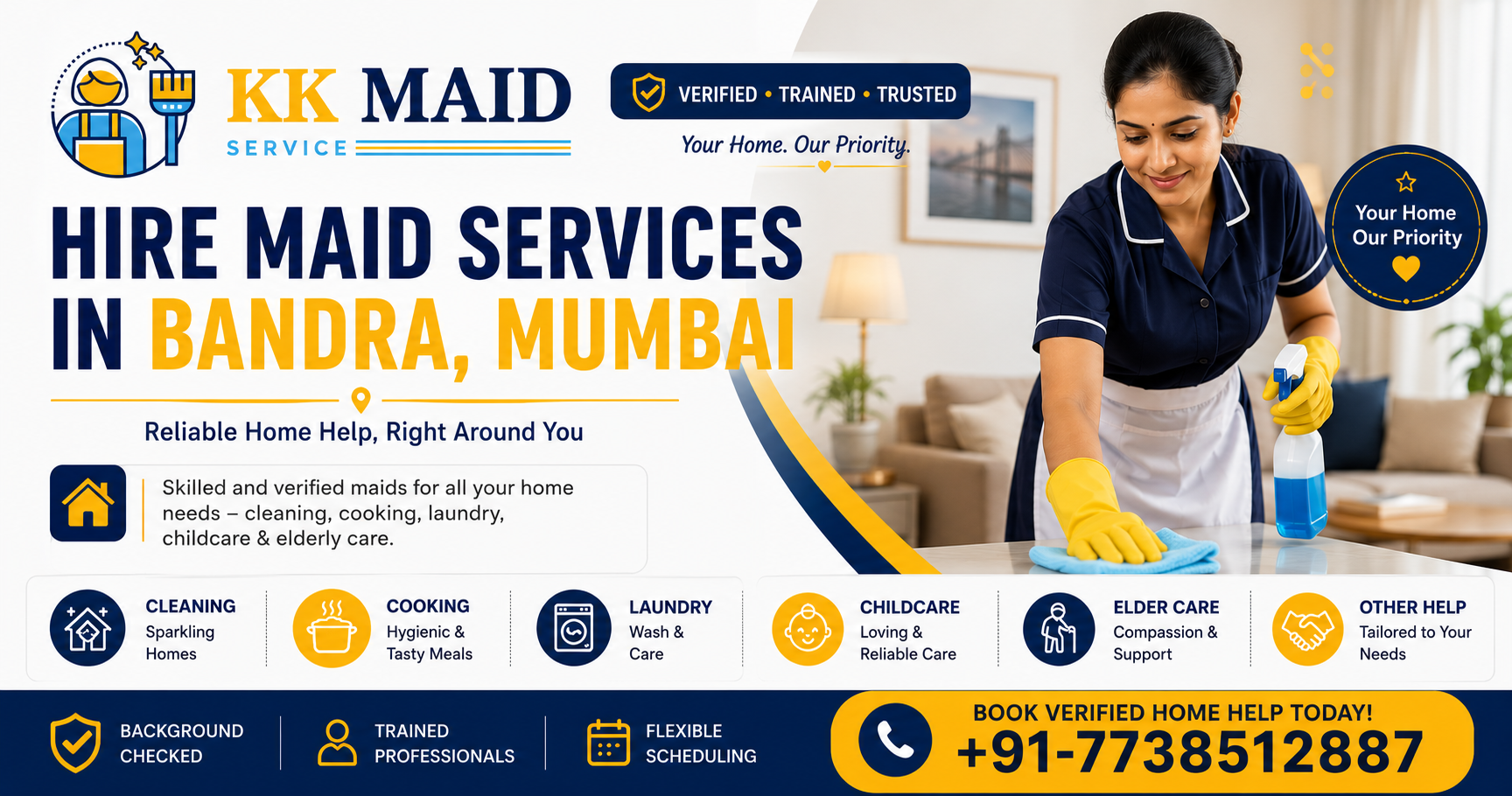 Hire Maid Services in Bandra, Mumbai Trusted Full-Time & Part-Time Maids kk maid services